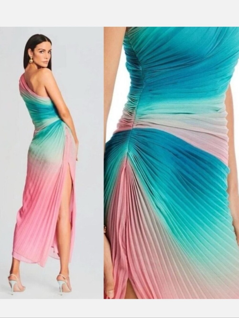 Rococo Sands Luca Pleated Ombre Maxi Dress XS Beach Wedding‎ Resort Mermaid